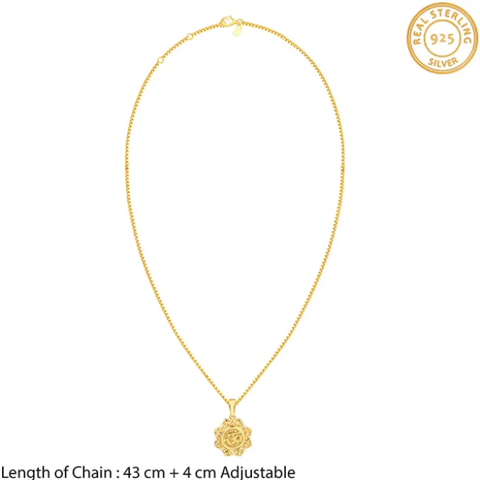 Golden Unique Om Pendant With Box Chain