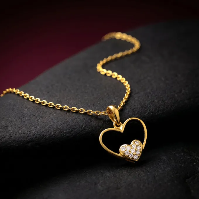 Golden Velvet Romance Pendant with Link Chain