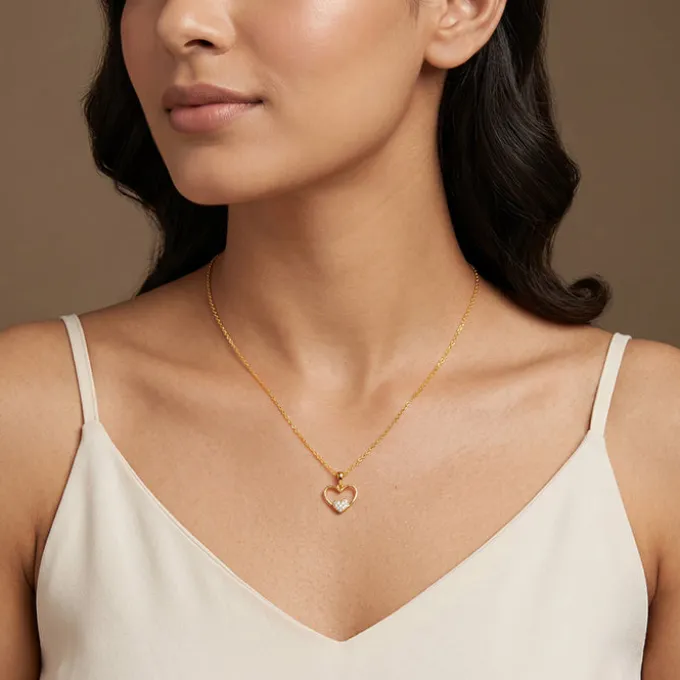 Golden Velvet Romance Pendant with Link Chain