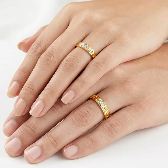 Golden Vintage Love Couple Rings