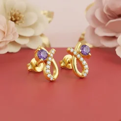 Golden Violet Whimsy Earrings