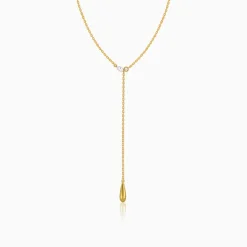 Golden Waterfall Lariat Necklace
