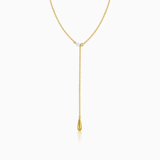 Golden Waterfall Lariat Necklace