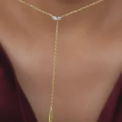 Golden Waterfall Lariat Necklace