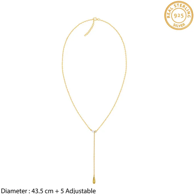 Golden Waterfall Lariat Necklace