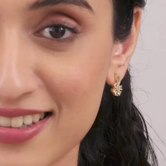Golden White Floral Damsel Earrings