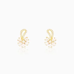 Golden White Floral Damsel Earrings