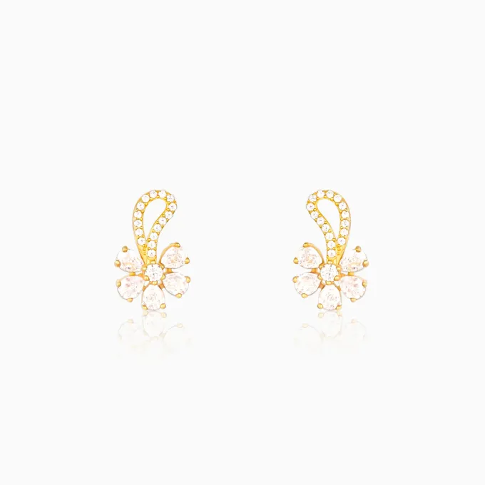 Golden White Floral Damsel Earrings