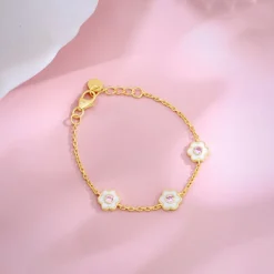 Golden White Flower Kids Bracelet (0 - 2 years)