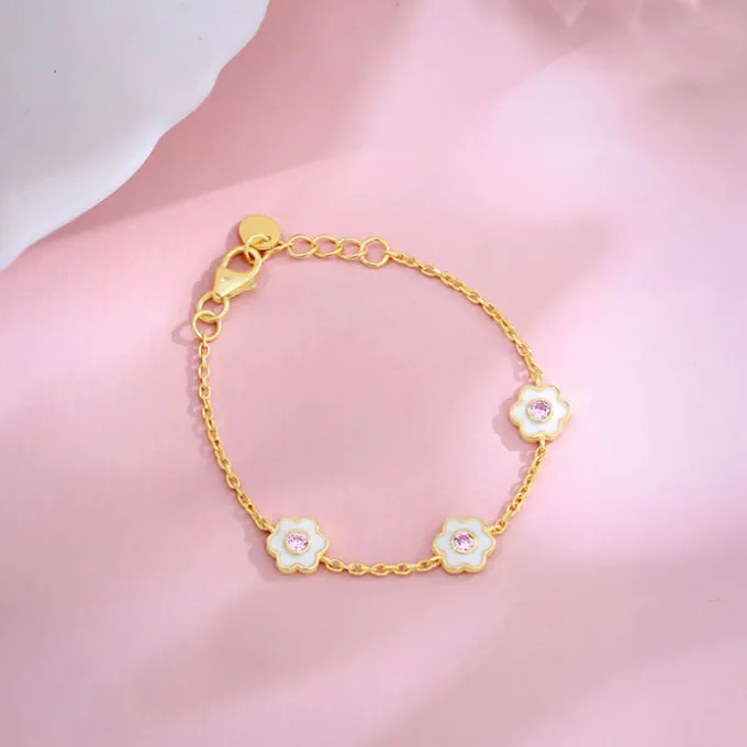 Golden White Flower Kids Bracelet (0 - 2 years)