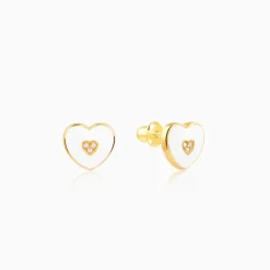 Golden White Heartie Kids Studs