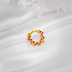 Golden Zig-Zag Red Nose Ring