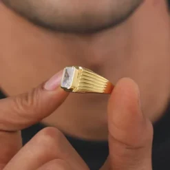 Golden Zircon Glory Ring For Him