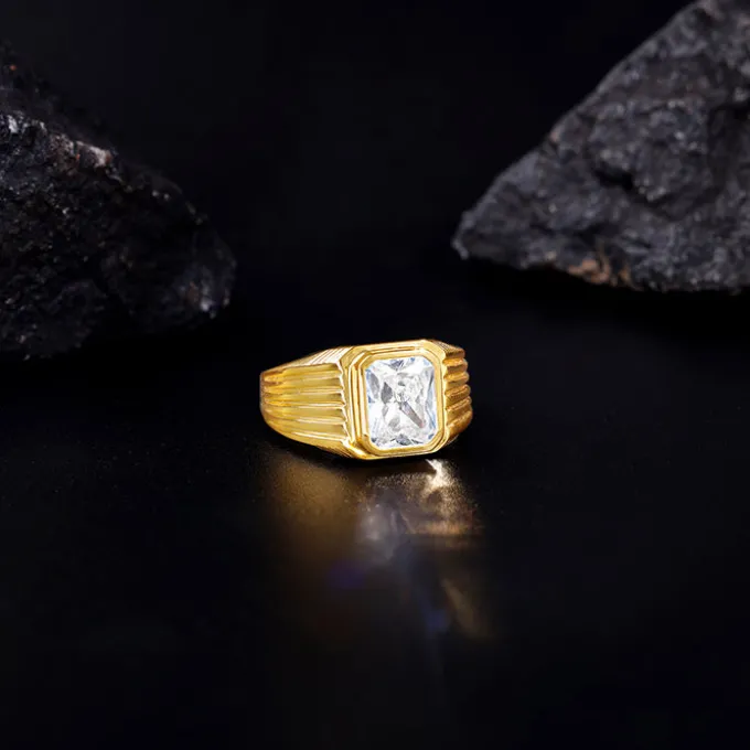 Golden Zircon Glory Ring For Him