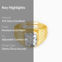 Golden Zircon Glory Ring For Him