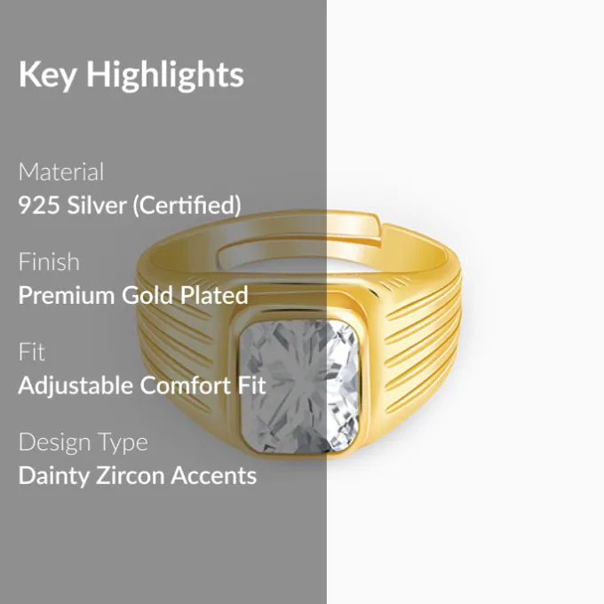 Golden Zircon Glory Ring For Him