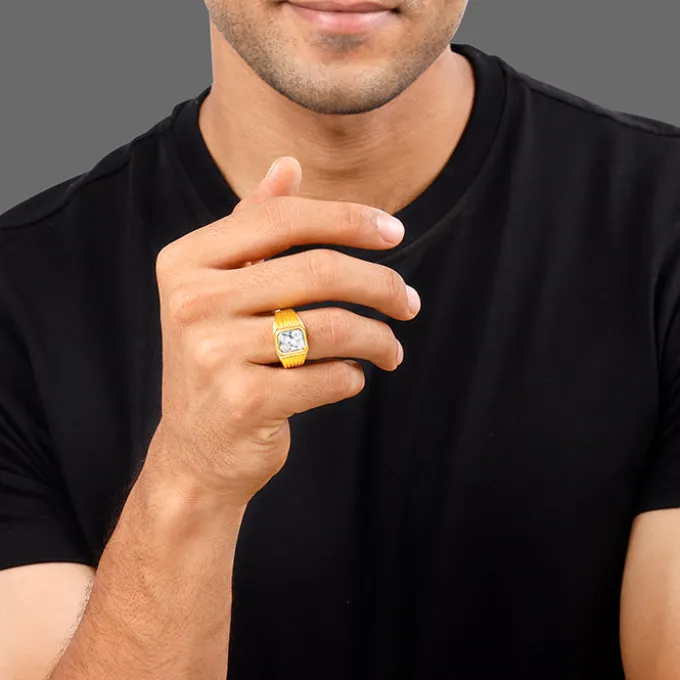Golden Zircon Glory Ring For Him