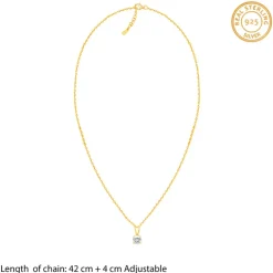 Golden Zircon Pendant with Link Chain