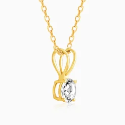 Golden Zircon Pendant with Link Chain