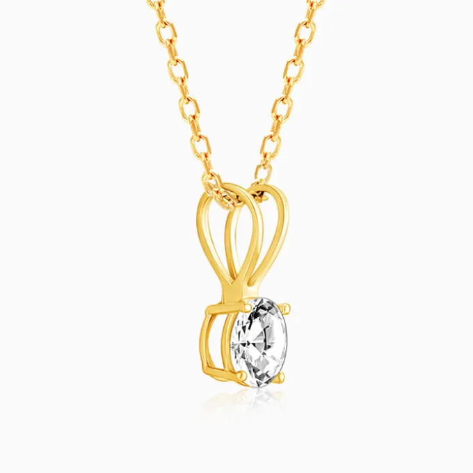 Golden Zircon Pendant with Link Chain
