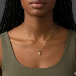 Golden Zircon Pendant with Link Chain