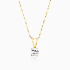 Golden Zircon Pendant with Link Chain