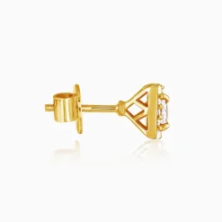 Golden Zircon Square Halo Earrings
