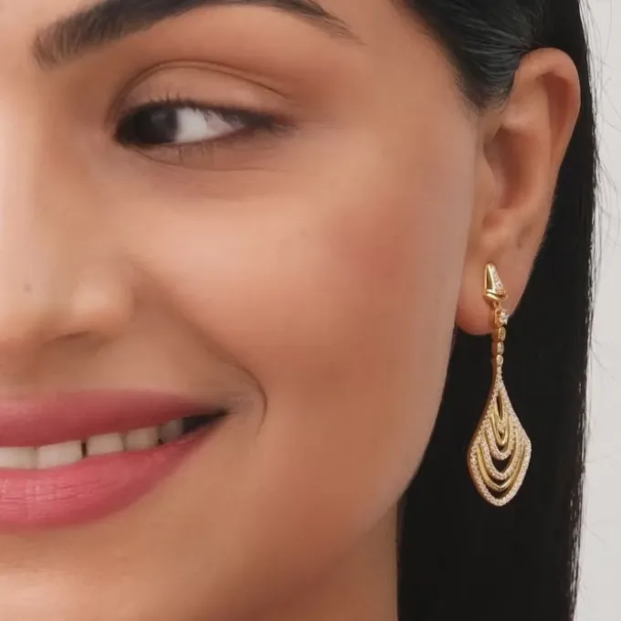 Golden Zircon Studded Chime Earrings
