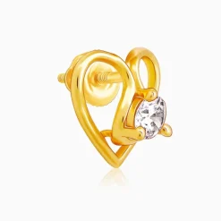 Golden Zircon Studded Heart Earrings