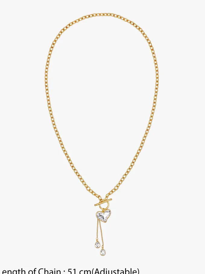 Heart Drip Gold Plated Lariat Necklace