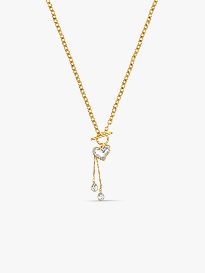 Heart Drip Gold Plated Lariat Necklace