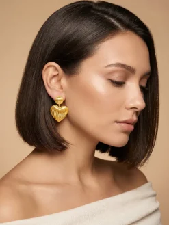 Heart Drop Energy Gold Plated Drops Earrings