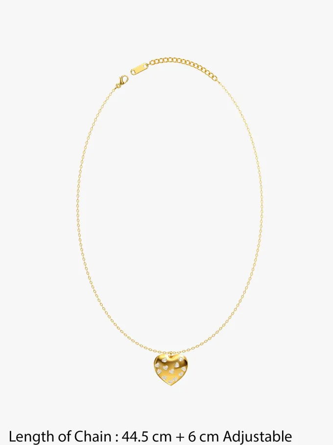 Heart Lock Gold Plated Pendant With Link Chain