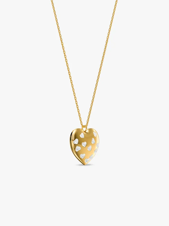Heart Lock Gold Plated Pendant With Link Chain