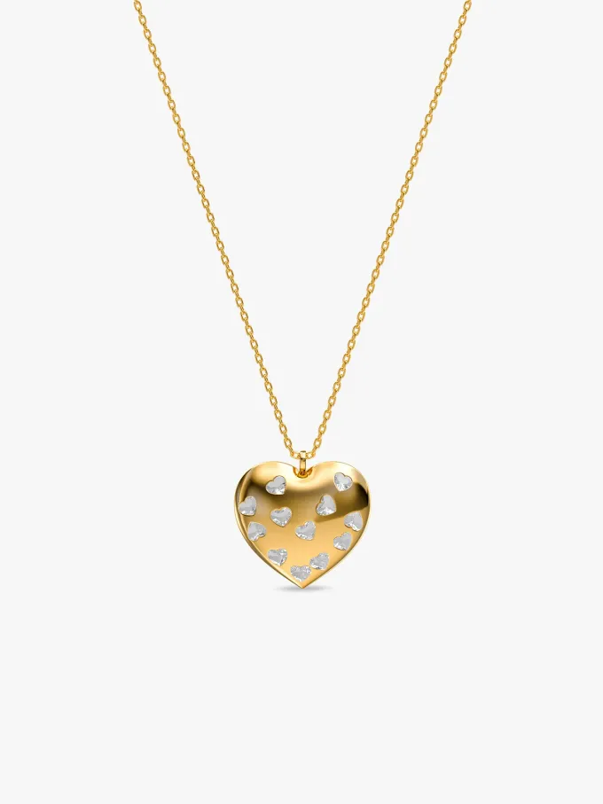 Heart Lock Gold Plated Pendant With Link Chain