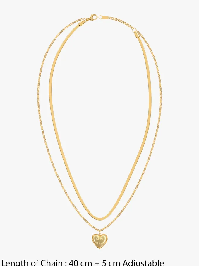 Heart On Lock Gold Plated Necklace
