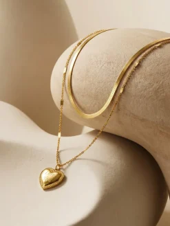 Heart On Lock Gold Plated Necklace