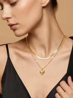Heart On Lock Gold Plated Necklace