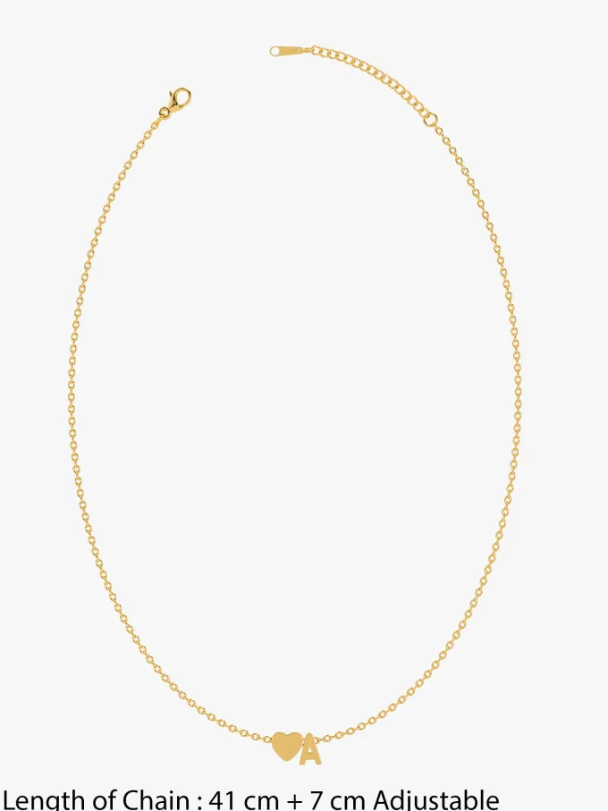 Heart Snap Detail Gold Plated Necklace