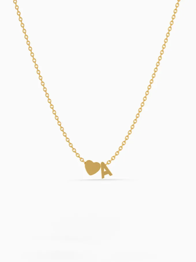 Heart Snap Detail Gold Plated Necklace