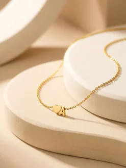 Heart Snap Detail Gold Plated Necklace