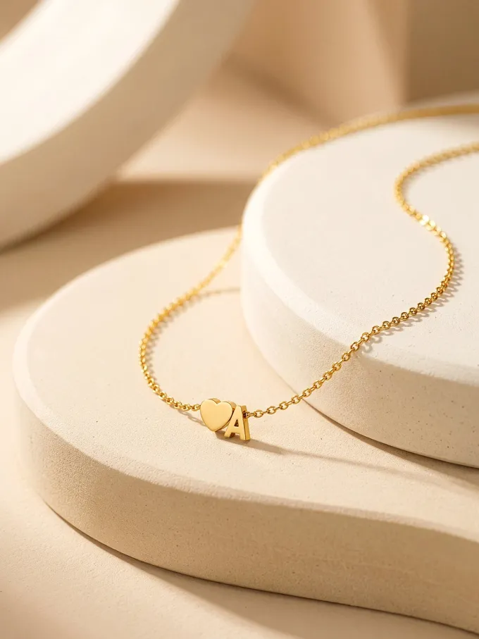 Heart Snap Detail Gold Plated Necklace