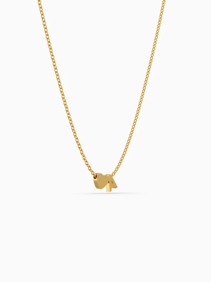 Heart Snap Detail Gold Plated Necklace