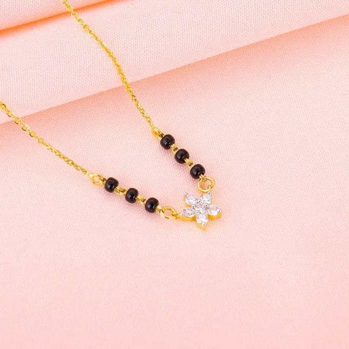 18k Gold Floral Flare Diamond Mangalsutra