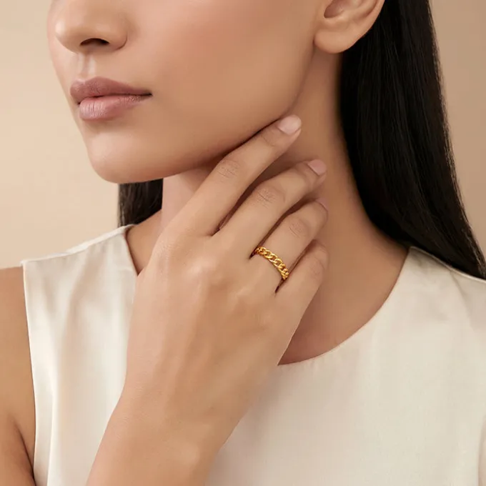 Kriti Sanon Golden Cuban Ring (Size 12)