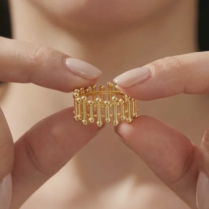 Kriti Sanon Golden Gated Ring (Size 12)