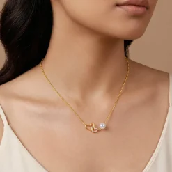 Kriti Sanon Golden Neve Pearl Necklace