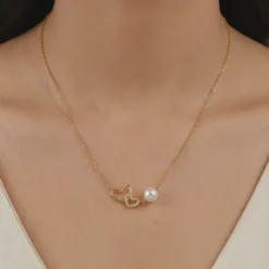 Kriti Sanon Golden Neve Pearl Necklace