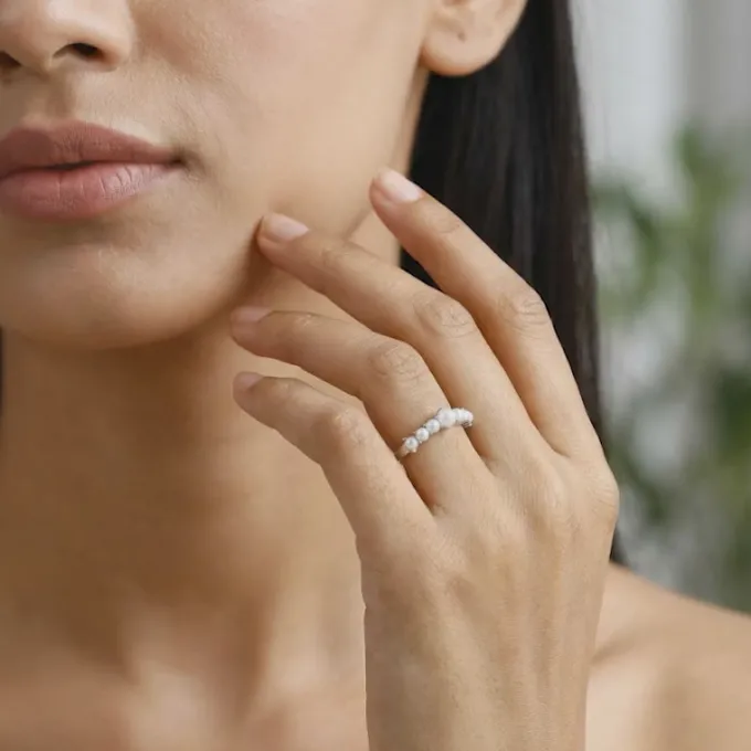 Kriti Sanon Silver Olivia Pearl Ring (Size 12)