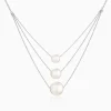 Kriti Sanon Silver Triple Layer Pearl Necklace With Link Chain